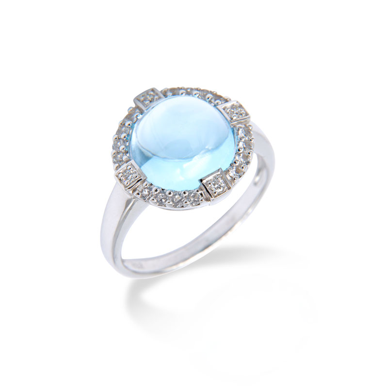 Cabochon Topaz and Diamond Gold Ring