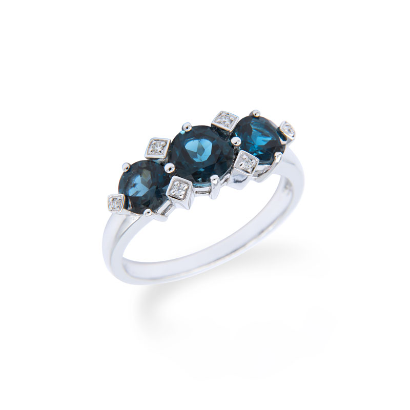 London Blue Topaz Three Stone Ring