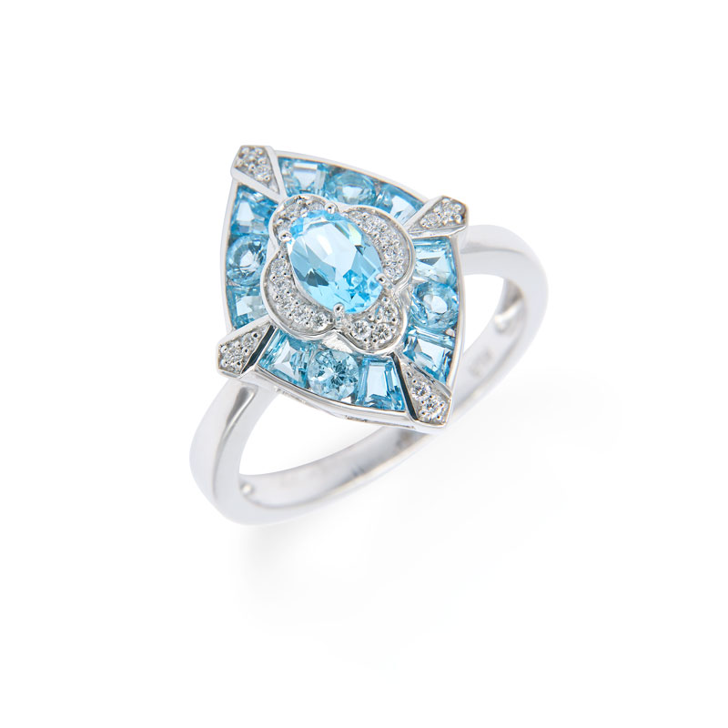 Topaz and Diamond Art Deco Gold Ring