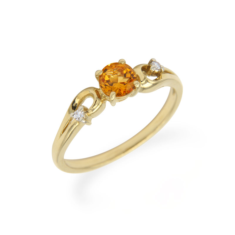 Citrine and Diamond Gold Ring