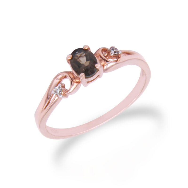 Smoky Quartz and Diamond Rose Gold Ring