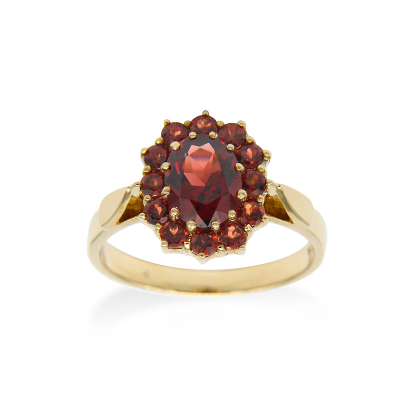 Garnet and Gold Cluster Ring