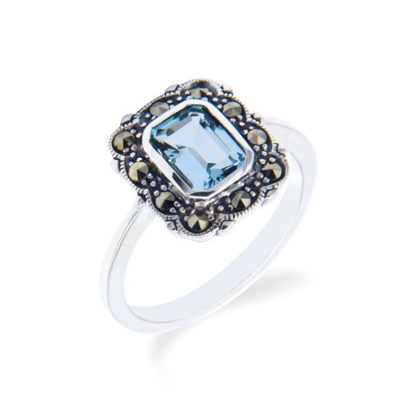 Topaz and Marcasite Sterling Silver Ring