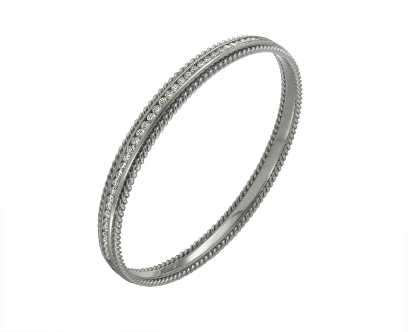 Channel Set Diamond Eternity Vintage Bangle