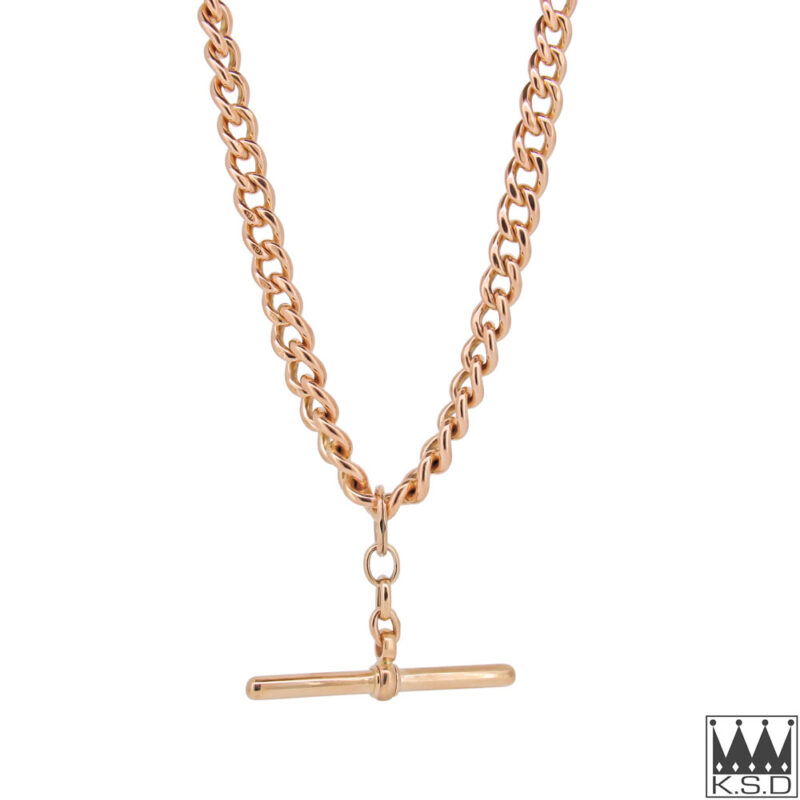 52cm 9ct Rose Gold Link Fob Chain Necklace