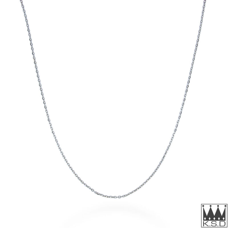 40cm 9ct White Gold Diamond Cut Cable Chain