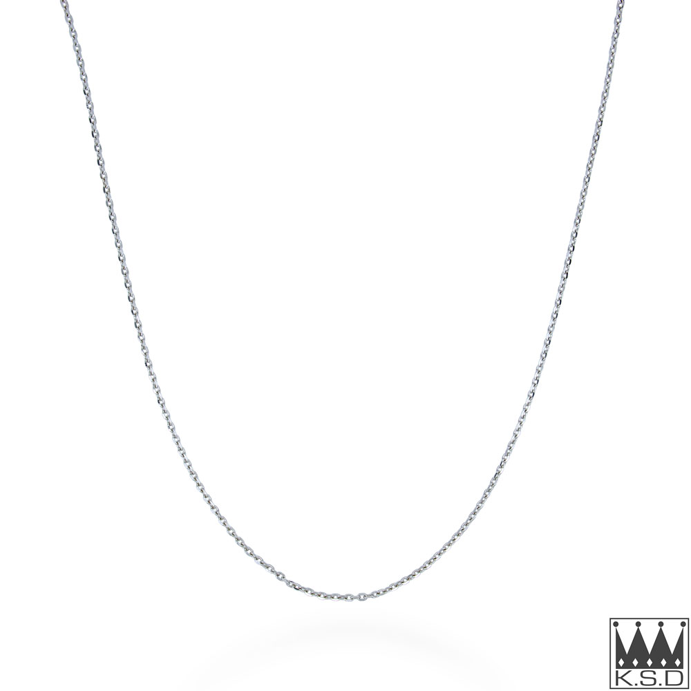 40cm 9ct White Gold Diamond Cut Cable Chain