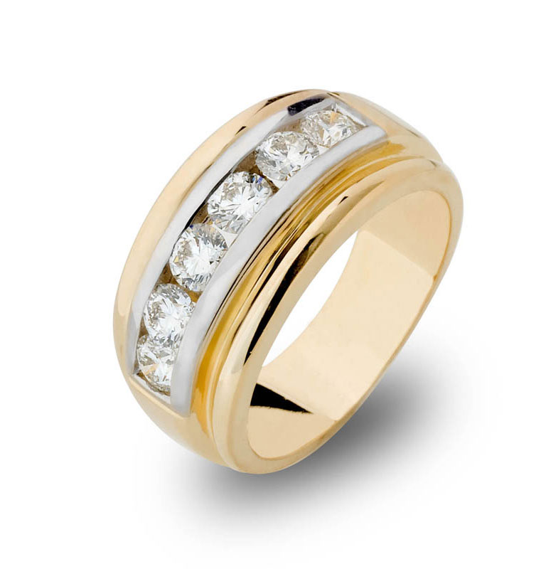 Channel Set Diamond Two Tone Ring