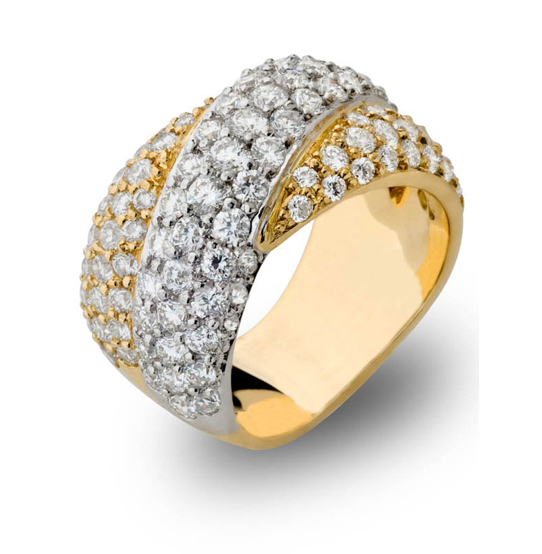 Two Tone Pave Diamond Set Ring