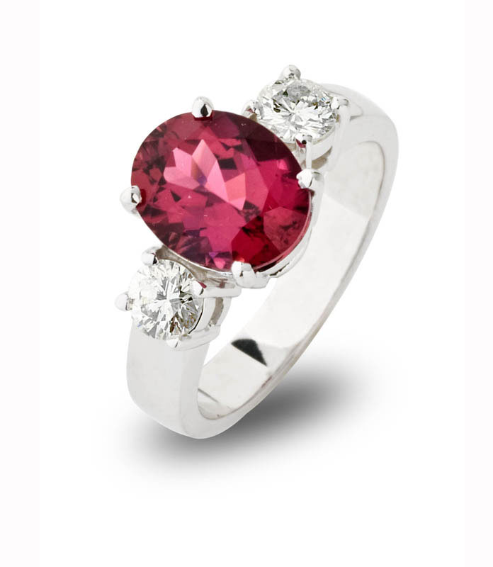 Ruby and Diamond Three Stone Ring