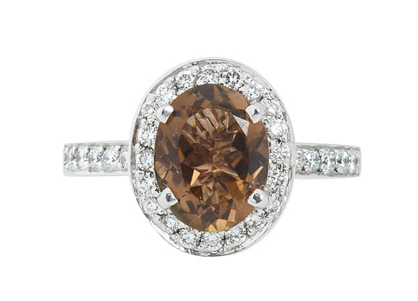 Champagne Tourmaline and Diamond Halo Ring