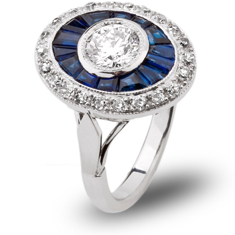 Diamond and Sapphire Halo Vintage Ring