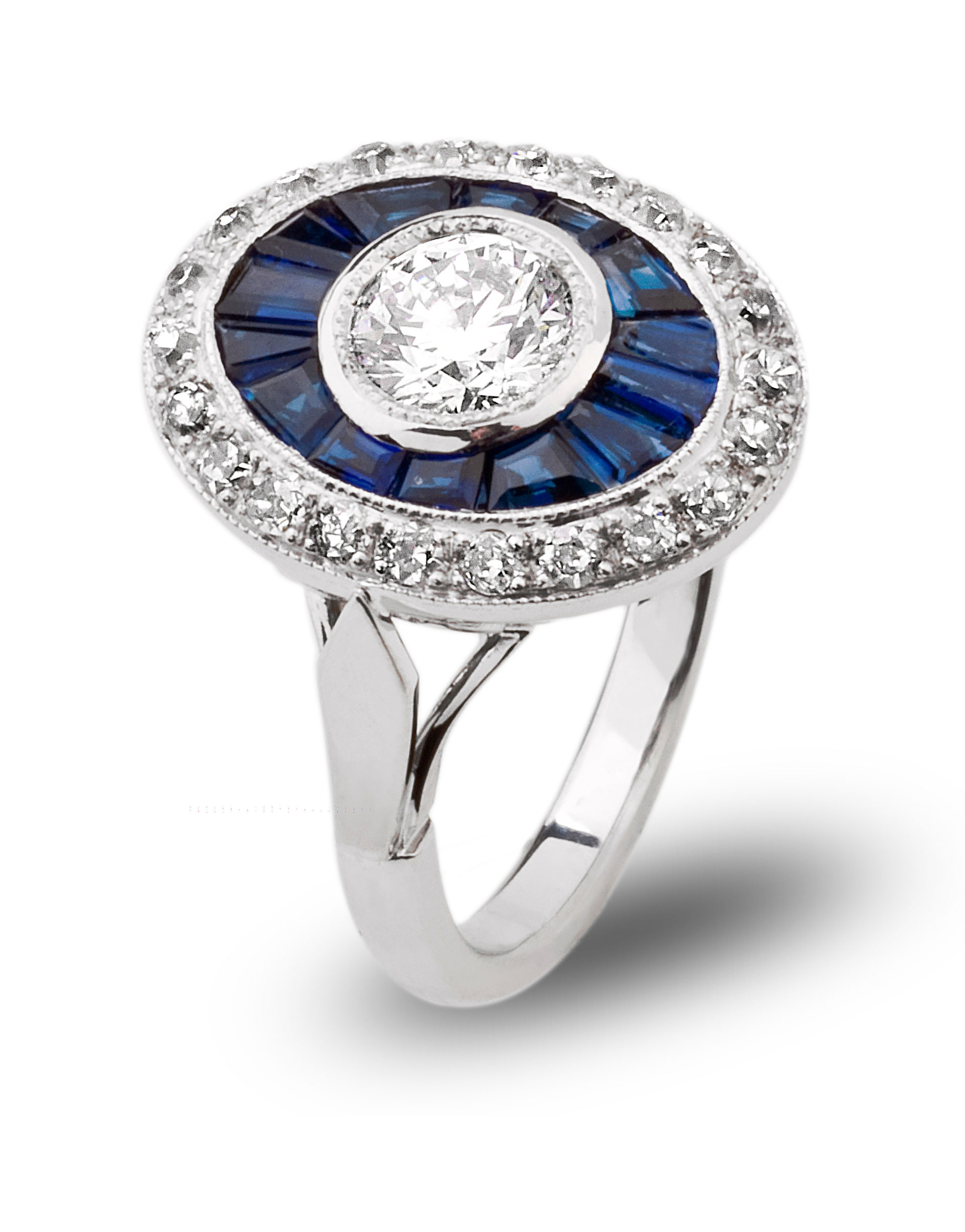 Diamond and Sapphire Halo Vintage Ring