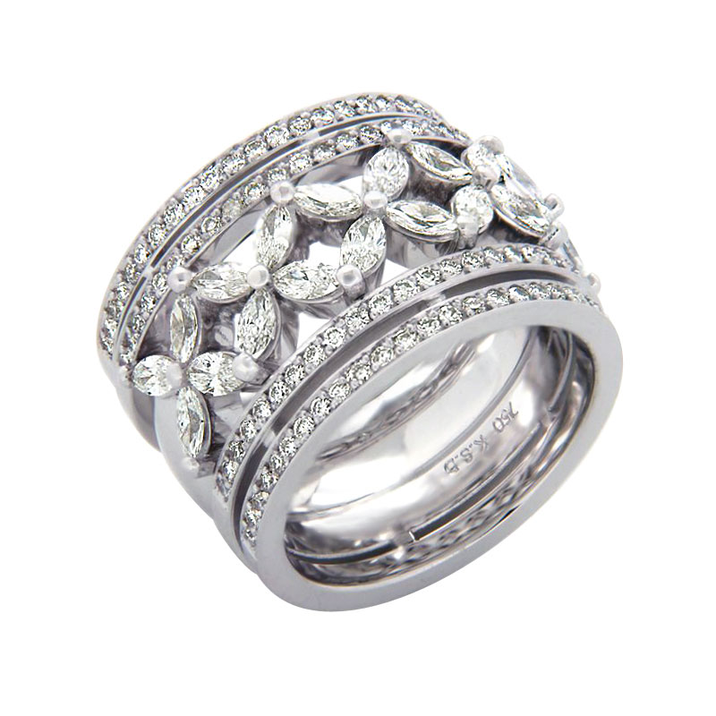 Marquise and Round Diamond Set Ring