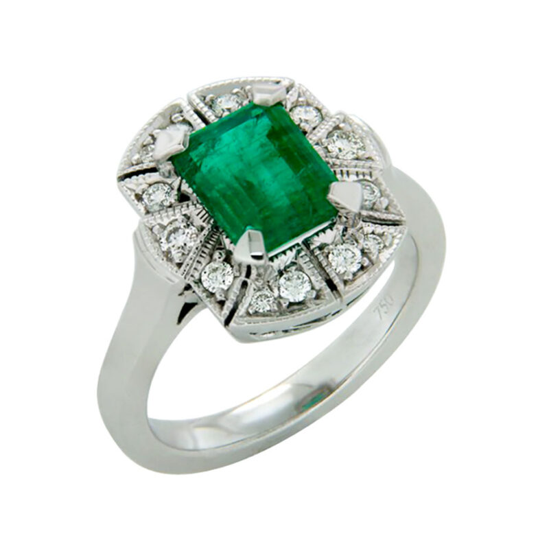 Columbian Emerald and Diamond Vintage Ring