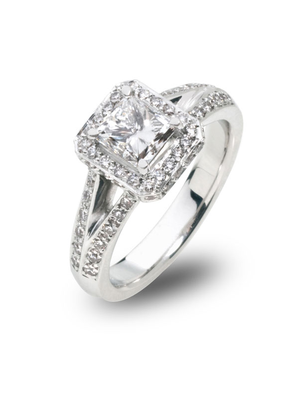 Princess Cut Diamond Halo Vintage Ring