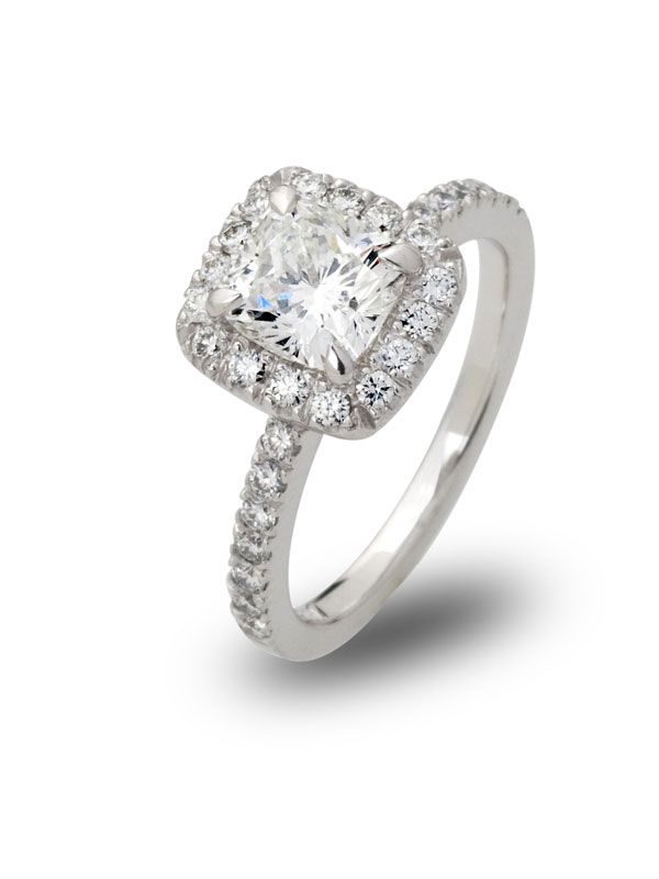 Cushion Cut Diamond Halo Ring