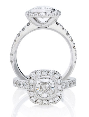 Cushion Cut Diamond Halo Ring