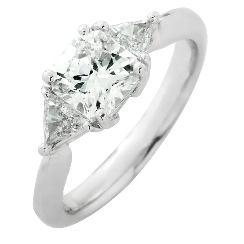 Asscher and Trilliant Cut Three Stone Diamond Ring