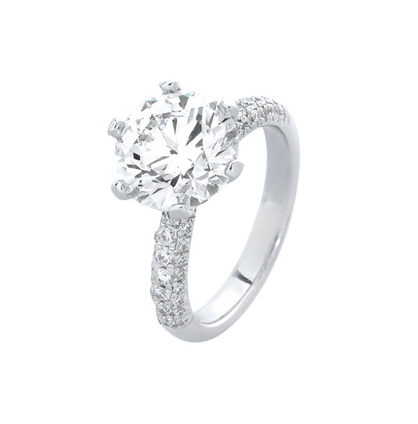 2.8ct Six Claw Solitaire Diamond Pave Ring