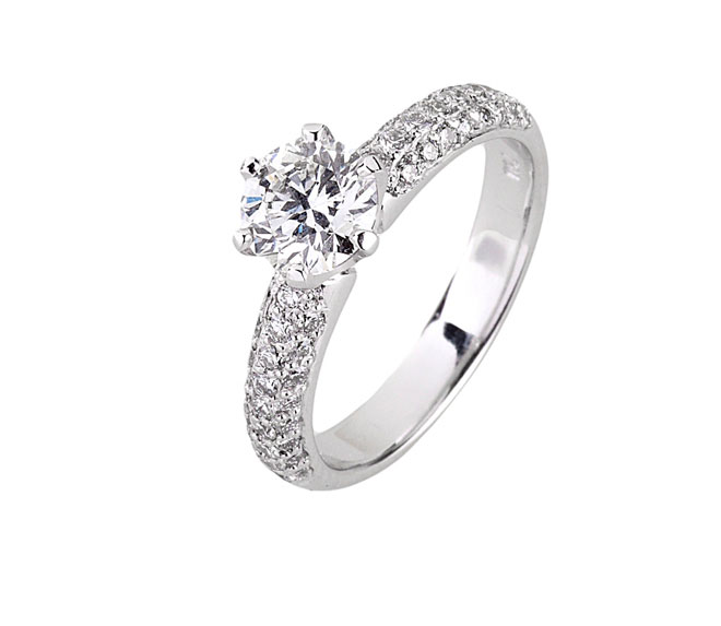 1ct Six Claw Solitaire Diamond Pave Ring