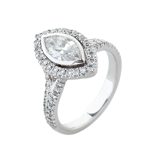Marquise Diamond Halo Split Band Ring