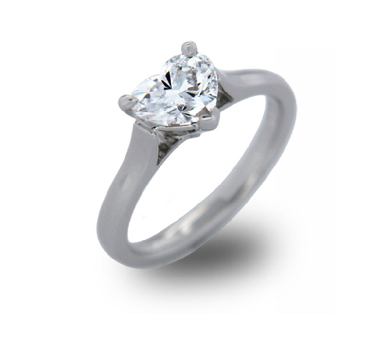 Heart Shaped Diamond Solitaire Ring