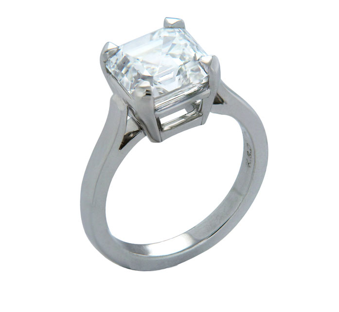 Asscher Cut Diamond Solitaire Ring