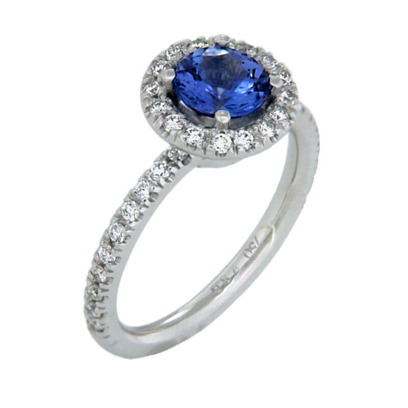 Tanzanite and Diamond Halo Ring