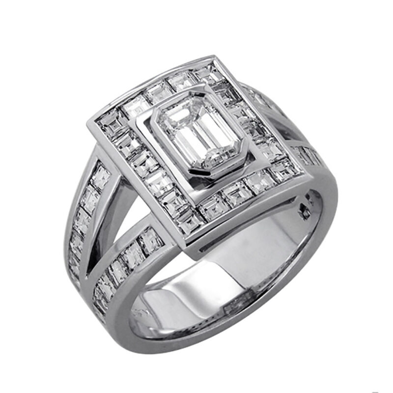 Emerald Cut Diamond Halo Ring