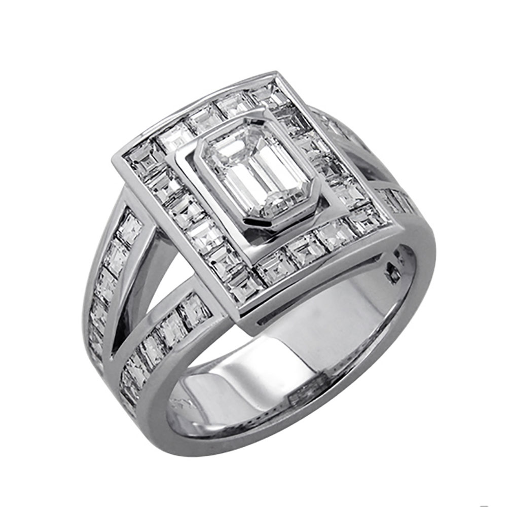 Emerald Cut Diamond Halo Ring