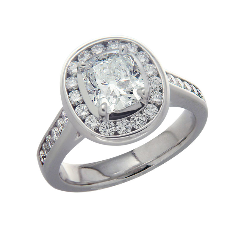 Cushion Cut Diamond Halo Ring