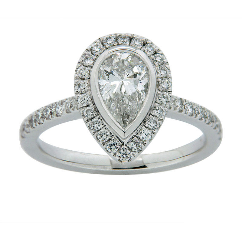 Pear Shape Diamond Halo Engagement Ring