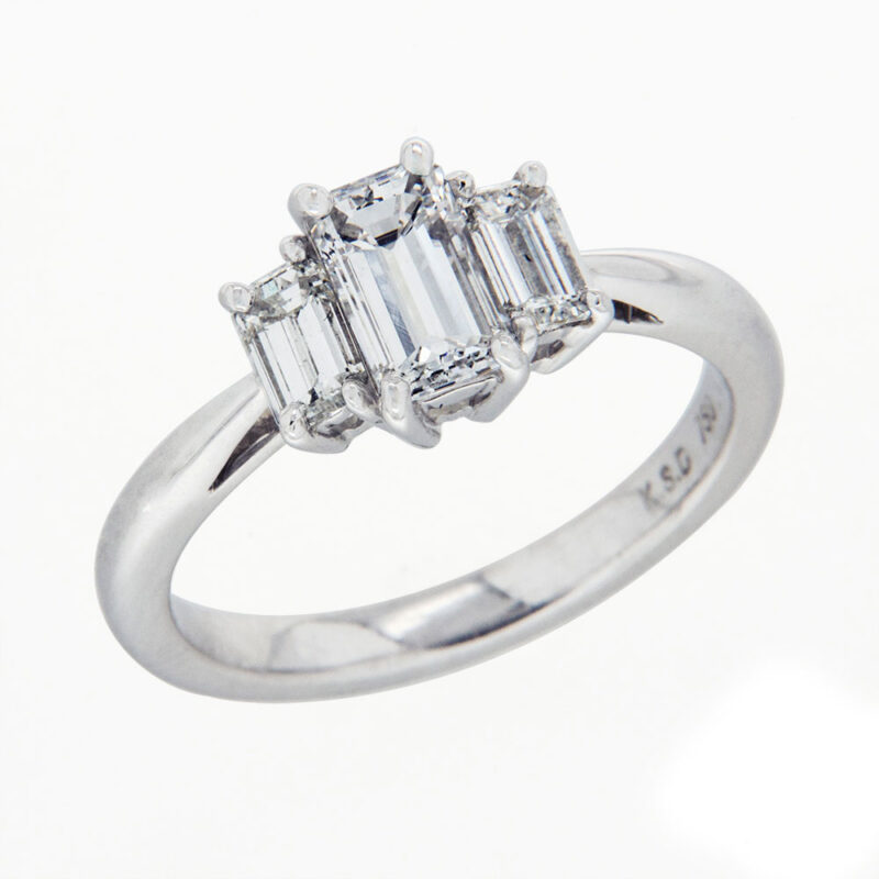 Three Stone Emerald Diamond Ring