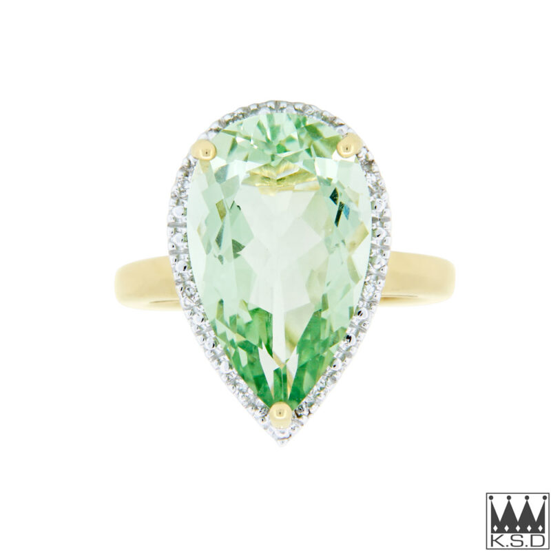 Green Amethyst and Diamond Ring