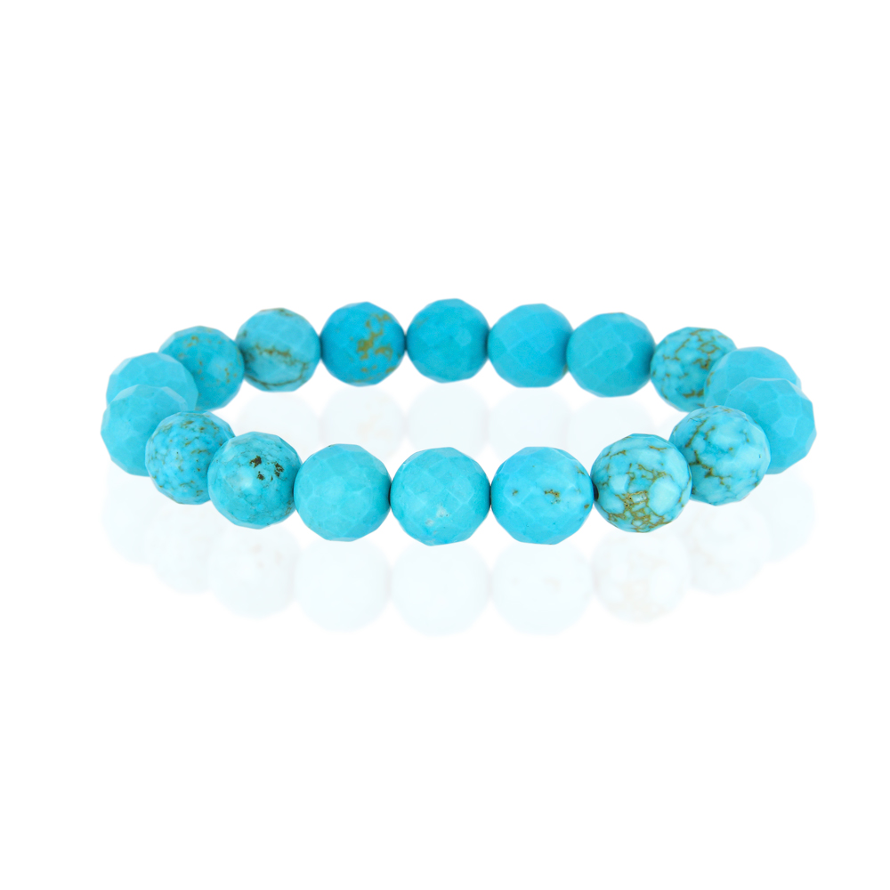Blue Howlite Faceted Bead Bracelet