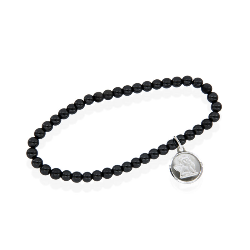 Hematite and Silver Guardian Angel Bracelet