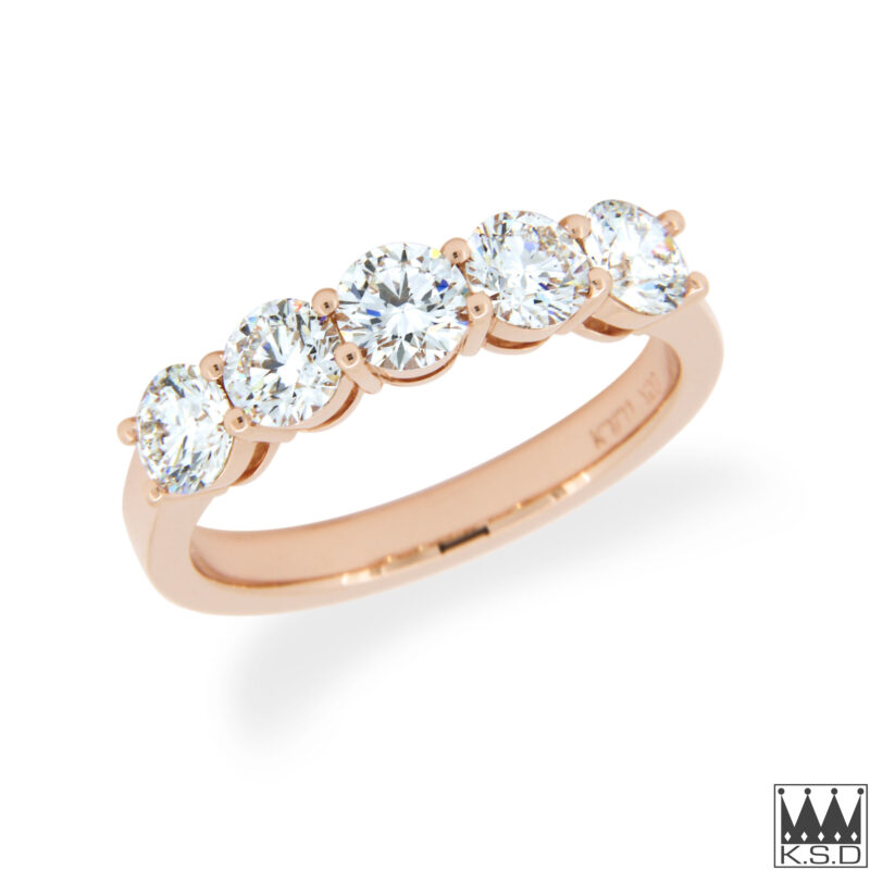 Five Stone Diamond and Rose Gold Ring