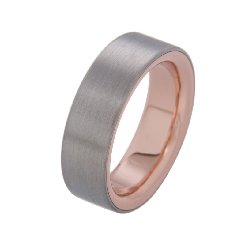 Titanium and Rose Gold Wide Ring