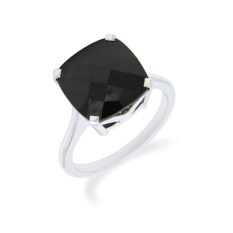 Black Spinel in a White Gold Ring