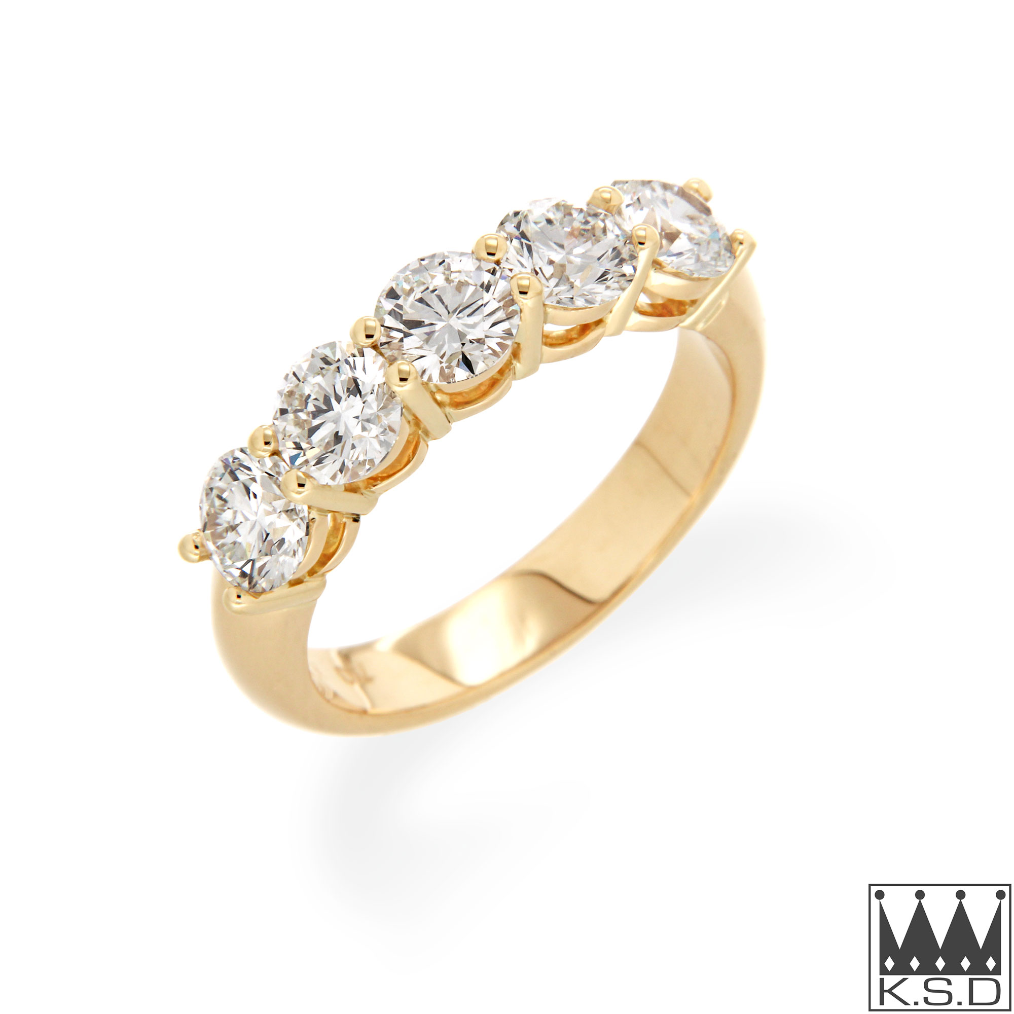 Five Stone Diamond and Gold Ring