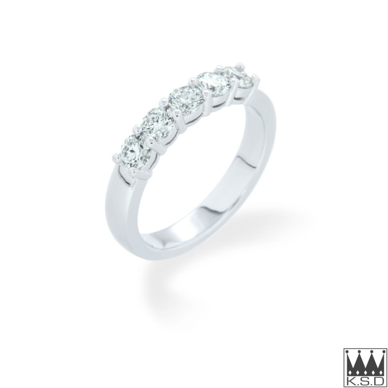 Five Stone Diamond and White Gold Ring