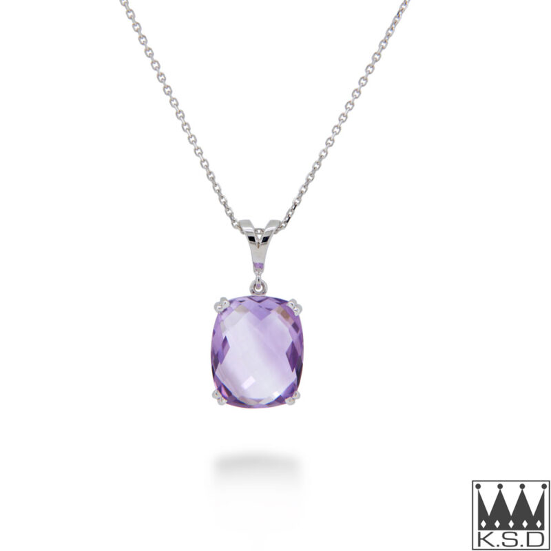 Amethyst and 18ct White Gold Pendant