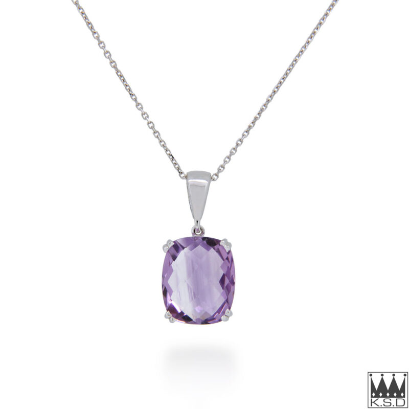 Amethyst and 18ct White Gold Pendant