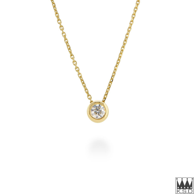 Bezel Set Diamond Yellow Gold Pendant