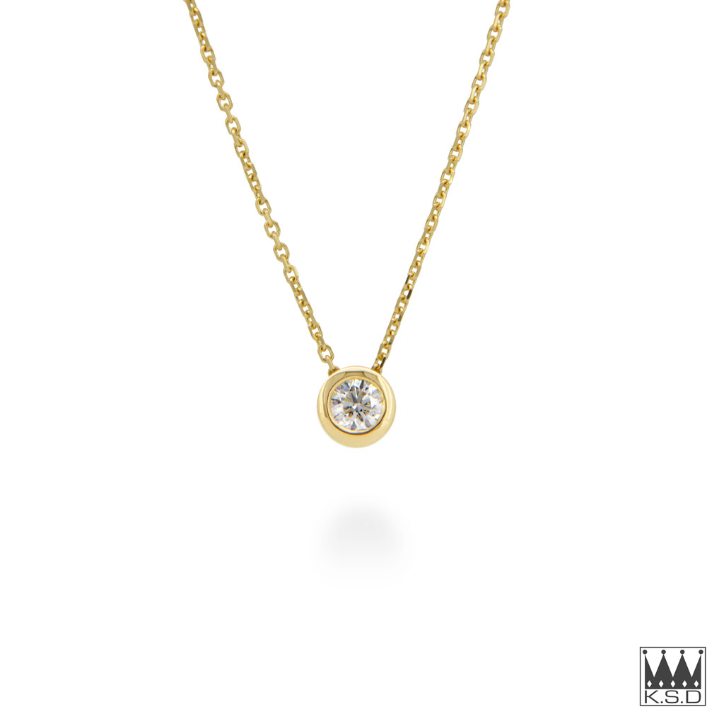 Bezel Set Diamond Yellow Gold Pendant
