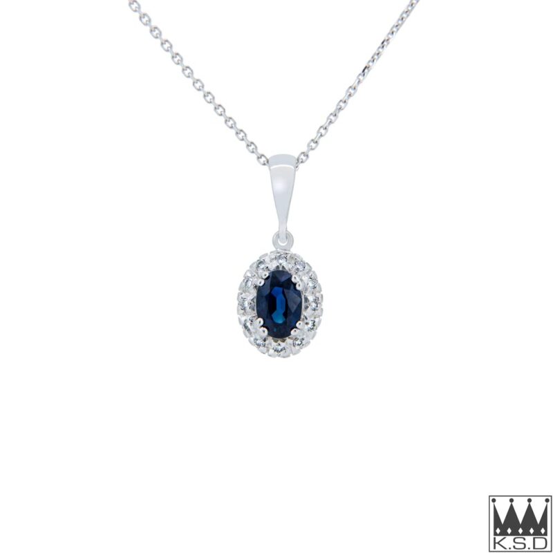 Sapphire and Diamond Gold Pendant