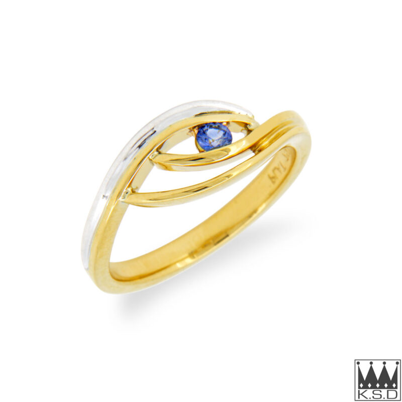 Sapphire Set Platinum & Yellow Gold Ring