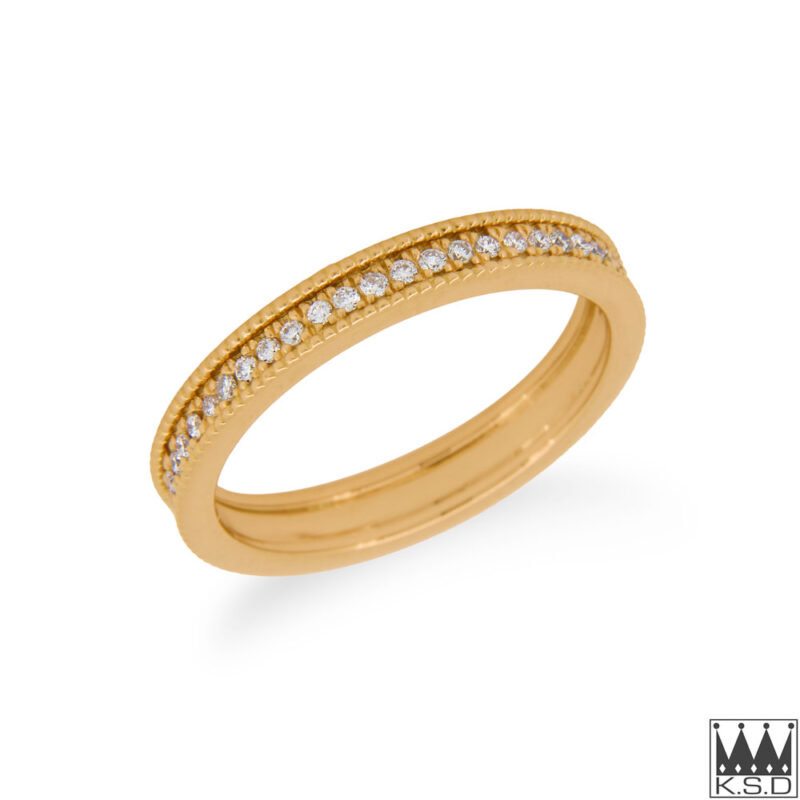 Rose Gold Mill Grain & Diamond Eternity Ring