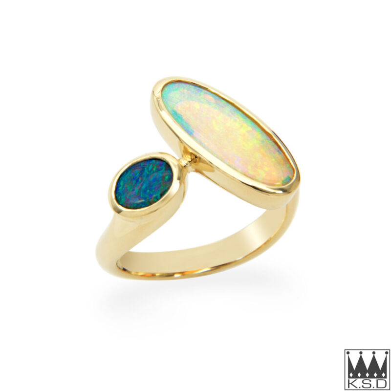 Double Opal Gold Ring